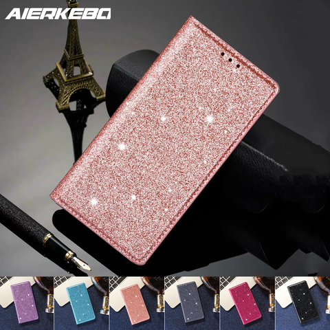 Glitter Leather Case for Samsung Note 10 9 8 S20 Ultra S10 S9 S8 Plus S7 S6 Edge A6 A7 A8 2022 A41 A21 A51 A71 Bling Flip Cover ► Photo 1/6