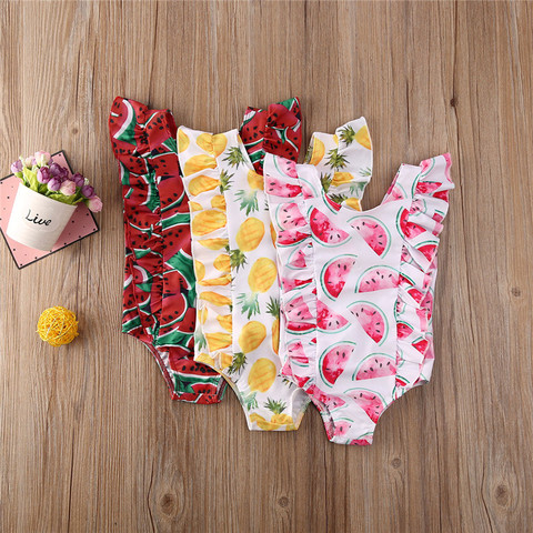 1-5 Years Children New Swimsuits Baby Girls Watermelon Print One Piece Swimming Girl Pineapple Suits Kids Summer Swimwear ► Photo 1/6