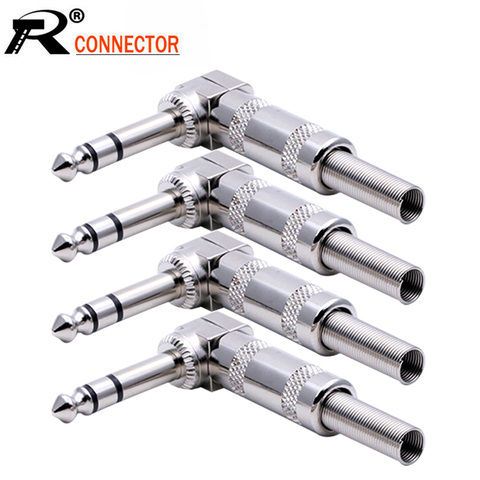 2PCS Right Angle 6.35MM Stereo Male Plug Guitar Wire Connector 1/4 Inch Stereo Effects Pedal Microphone MIC Connector ► Photo 1/6