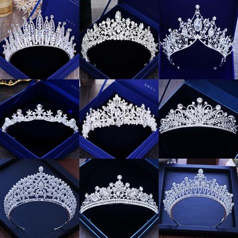Diverse Silver Color Gold Crystal Crowns Bride tiara Fashion Queen For Wedding Crown Headpiece Wedding Hair Jewelry Accessories ► Photo 1/6