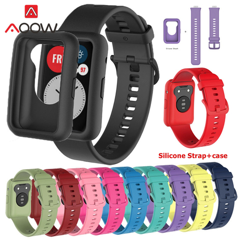 Silicone Sport Strap for Huawei Watch Fit Fitness Smart Watch Protective Case Shell kit Replacement Wrist Band Bracelet correa ► Photo 1/6