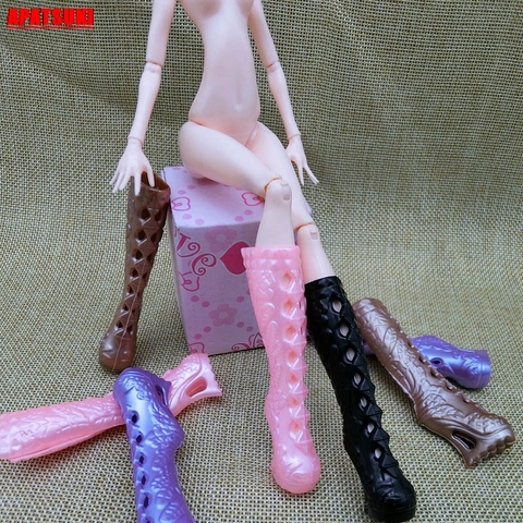 3pairs/lot Mix Colors Plastic High Heel Shoes For Monster High Dolls High Boots Hole Shoes For Monster Dolls Accessories Kid Toy ► Photo 1/4