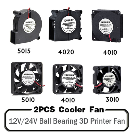 2PCS Ball Bearing 5015/4010/4020/3010/5010 12V&24V Cooling Turbo Fan Brushless 3D Printer Parts 2PinDC Cooler Blower Part Fans ► Photo 1/5
