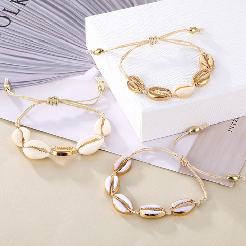IPARAM Bohemia Vintage Shell Rope Chain Bracelet Women Beach Sea Shell Bracelet Anklet Jewelry Party Gift Wholesale ► Photo 1/6