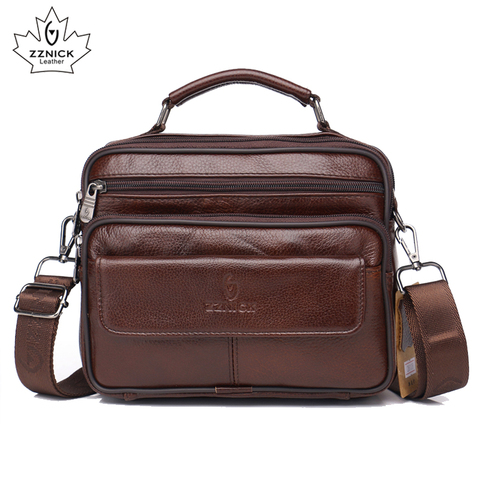 ZZNICK 2022 Genuine Cowhide Leather Shoulder Bag Small Messenger Bags Men Travel New Fashion Men Bag Flap Crossbody Bag Handbags ► Photo 1/6