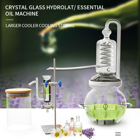 HOOLOO Household Hydrolat Essential Oil Glass Distiller Mini Distilling Heating Equipment Brewing Distillation Machine ► Photo 1/6