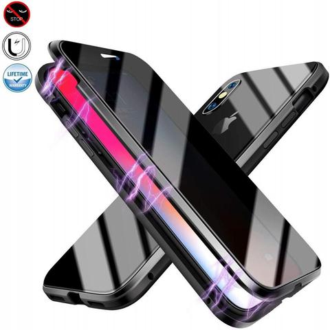 Privacy Magnetic Case for iPhone 11 Pro Max XS XR Double Sided Anti-Peeping Tempered Glass Metal Cover For iPhone 6s 6 8 7 Plus ► Photo 1/6