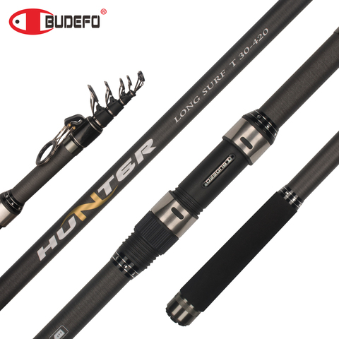 BUDEFO Telescopic SURF Spinning Fishing Rod 3.9/4.2/4.5/5.0/5.3m Carbon Carp Travel Rods Power 80-150g Throwing Surfcasting Pole ► Photo 1/6
