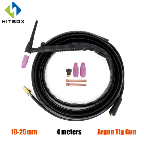 HITBOX TIG Gas Burner Welding Torch WP17V 13ft 4M 10-25mm Adapter 140A 150-Amp Air Cooled SR-17V Argon Gun Tools ► Photo 1/6