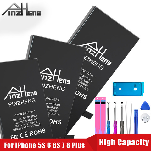 PINZHENG 2200/3400 mAh High Capacity Battery For iPhone 5S 6 6S 7 8 Plus Replacement Bateria For iPhone 6 6S 7 8 Plus Batteries ► Photo 1/6