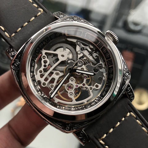 Punk Full Skeleton Men Automatic Mechanical Watch Original ST1646 Movement Mens Wrist Watches Luminous Hands BRIGADA ► Photo 1/6