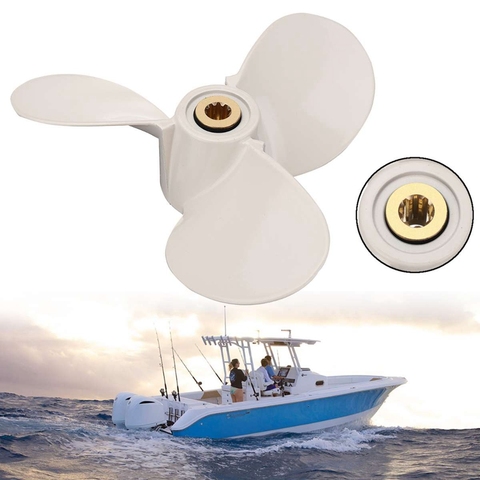 6E0-45941-01-El Aluminum Alloy Outboard Propeller 7 1/2X8-Ba For Yamaha Mariner 4-6Hp 3 Blades 9 Spline Tooth White R Rotation ► Photo 1/6