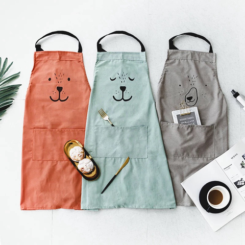 Kitchen Aprons Unisex Dinner Party Linen Nordic Cooking Bib child apron Stupid bear Cleaning Aprons Home Accessories Pinafore ► Photo 1/6