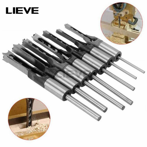 Hot 7pcs 1/4 to 1/2 Square Hole Drill Bit Square Tenon Drill  45 Steel Mortising Drilling Woodworking Tools ► Photo 1/6