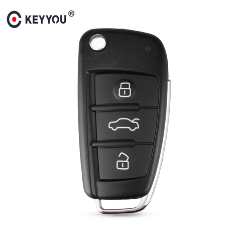 KEYYOU 3 Button Folding Remote Flip Car Key Case Shell Fob For Audi A2 A3 A4 A6 A6L A8 Q7 TT Key Fob Case Replacement ► Photo 1/6