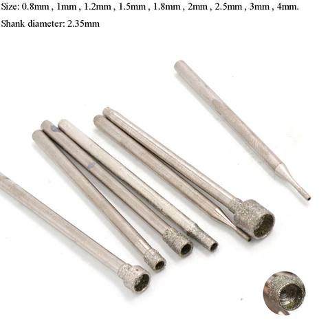 10PCS 0.8-4mm Rotary Diamond Burr Core Drill Bit Engraving 2.35mm Shank for Glass Tile ► Photo 1/4