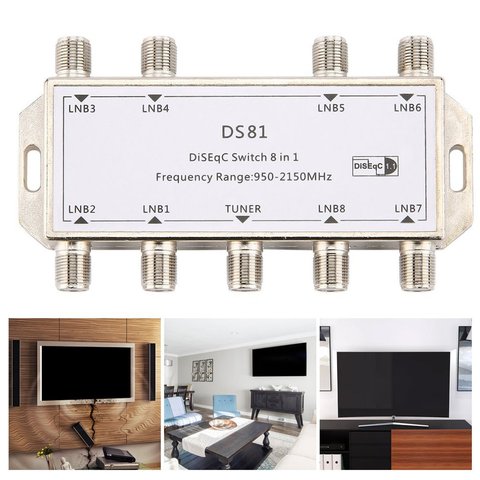 DS81 8 in 1 Satellietsignaal DiSEqC Switch LNB Ontvanger Multischakelaar Zware Zink gegoten Chrome Behandeld Drop Shipping 2022 ► Photo 1/6