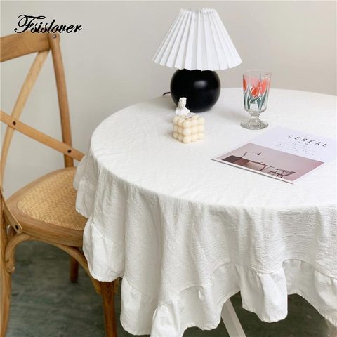 FSISLOVER Deco Vintage Pleated Table Cloth Cotton Ruffled Dining Table Cover Picnic Cloth Obrus Tafelkleed mantel mesa nappe ► Photo 1/6