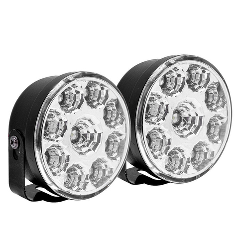 2Pcs 9LED DRL Round Car Fog Lamp Driving Daytime Running Lights Head Light White ► Photo 1/6