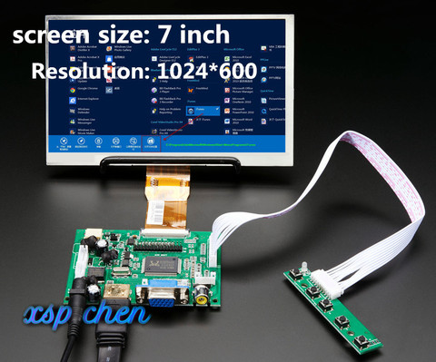 7inch HD LCD Display Screen High Resolution Monitor Driver Control Board HDMI VGA 2AV For Lattepanda Raspberry Pi Banana Pi ► Photo 1/6