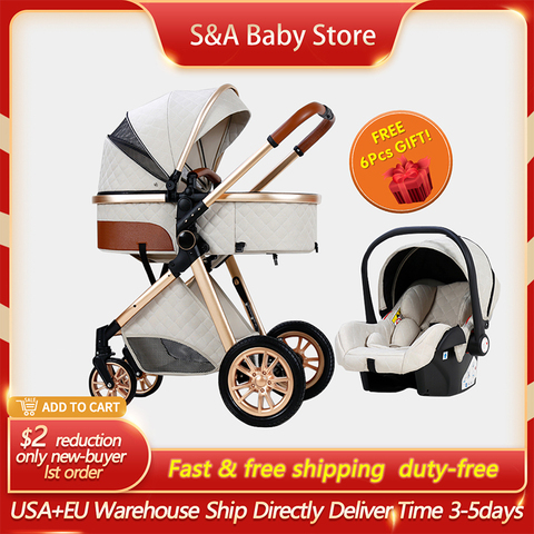 carrinho de bebe коляска детская Fast Shipping Free Shipping Baby Stroller High Landscape Carriage 2022 New Pram 2 in 1 ► Photo 1/1
