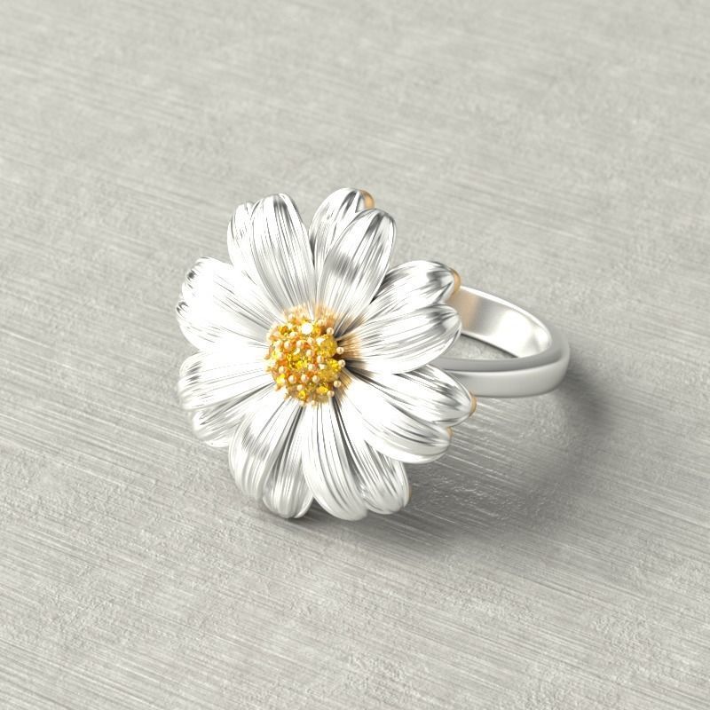 Retro Sunflower Flower Daisy Ring Flower Women Wedding Engagement Jewelry Z 