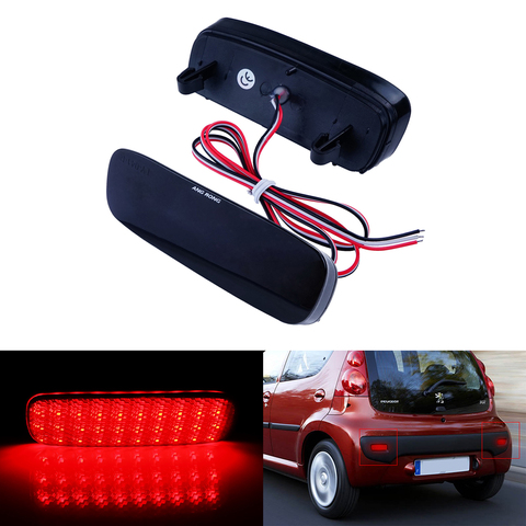 ANGRONG 2X Red LED Rear Bumper Reflector Light For Citroen C1 C5 For Peugeot 107 206 607 Expert ► Photo 1/6