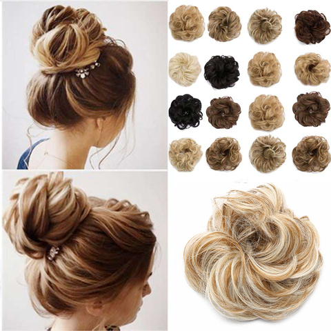 S-noilite Synthetic Hair Chignons Elastic Scrunchie Hair Extensions Ribbon Ponytail Hair Clip Bundles Hairpieces Donut Buns ► Photo 1/6