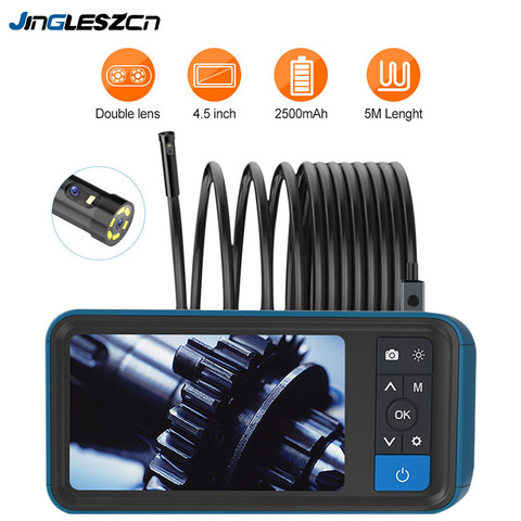 Pipe Sewer Inspection Camera 8MM Dual Lens 1080P Industrial Endoscope 4.5” Screen Waterproof Borescope Snake Camera with 6 LED ► Photo 1/6