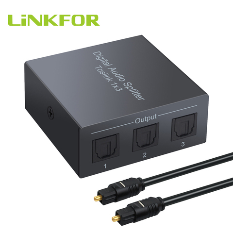 LiNKFOR 3 Way Spdif Toslink Optical Digital Audio Splitter One input 3 Outputs Support LPCM 2.0 / DTS / AC3 Audio Switcher ► Photo 1/6