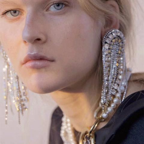 Luxury Boutique Shiny Rhinestone Tassel Dangle Earrings Jewelry For Women Fashion Show Lady's Statement Earrings Accessories ► Photo 1/6