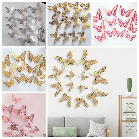 12pcs 3D Butterfly Sticker  Butterfly wall stickers, Wall stickers silver,  Wall stickers