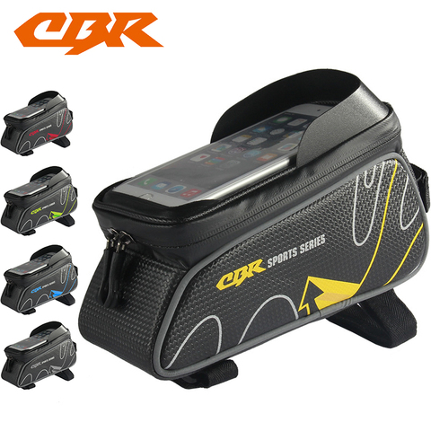 CBR Bicycle Front Tube Bags 6 Inch Phone Touch Screen MTB PU Waterproof Bike Cycling Beam Saddle Bag Mountain Bike Accessories ► Photo 1/6