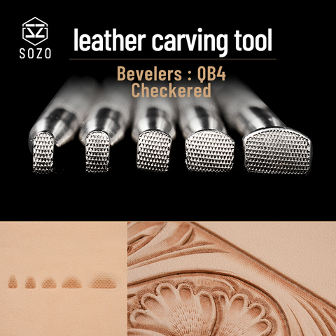 SOZO QB4 Leather Work Stamping Tool Eevelers Checkered Sheridan Saddle Make Carving Pattern 304 Stainless Steel Stamps ► Photo 1/6