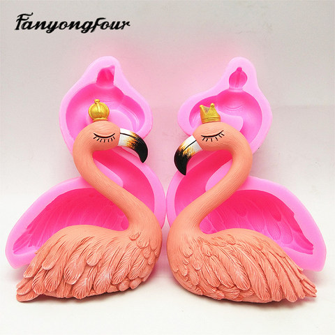 Flamingo silicone mold Diy fondant cake mold resin gypsum chocolate candle mold ► Photo 1/6