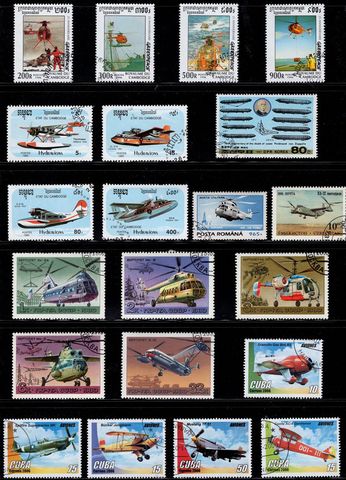 50Pcs/Lot Helicopter Glider Stamp Topic All Different From Many Countries NO Repeat Postage Stamps with Post Mark for Collecting ► Photo 1/2