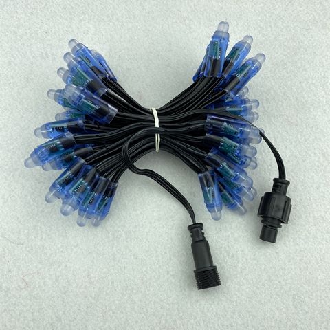 50pcs/set bullet type DC5V addressable 12mm WS2811 RGB led smart pixel node;all BLACK 18AWG wire,IP68 ► Photo 1/6