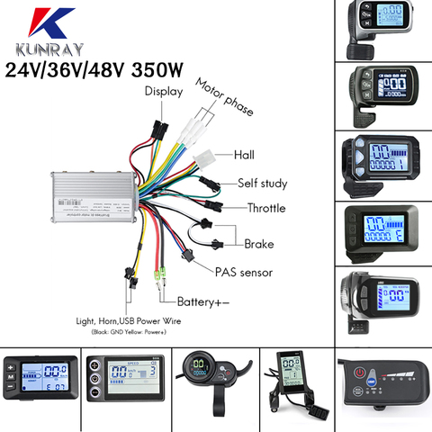 350W Bicycle Brushless Controller Ebike Display Kit 24V/36V /48V Scooter Motor Controller LCD Display Ebike Conversion Kit ► Photo 1/6