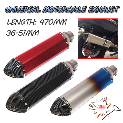 Slip On 470MM Universal Motorcycle Exhaust Pipe Inlet 36~51MM pot echappement moto Motorbike Escape Muffler DB Killer Removable ► Photo 1/6