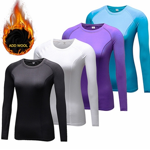 Running T-shirt Compression Tights Women T-shirt Quick Dry Long Sleeve T-shirts Fitness Women Clothes Tees & Tops Rn ► Photo 1/6