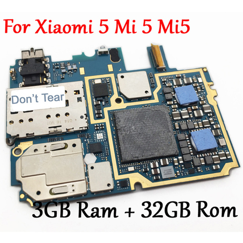 100% Tested Full Work Original Unlock Motherboard For Xiaomi 5 Mi 5 Mi5 M5 3GB+32GB Logic Circuit Board Plate Global Firmware ► Photo 1/3