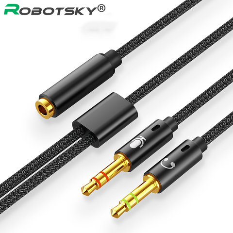 3.5mm Headset Computer Conversion Cable Headphone Mic Audio Splitter Cable For Smartphone To PC Adapter Converters Accessories ► Photo 1/6