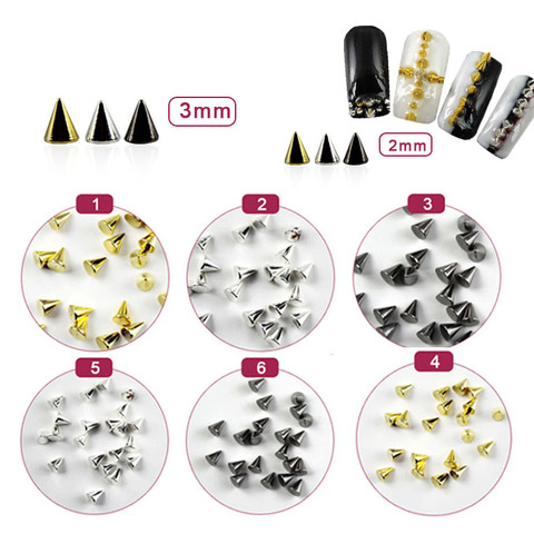 100pcs/lot 1mm 2mm 3mm gold silver black Arrow rivet Metallic DIY Nail Art Punk spikes studs Nail Art Tip Decoration  ► Photo 1/6