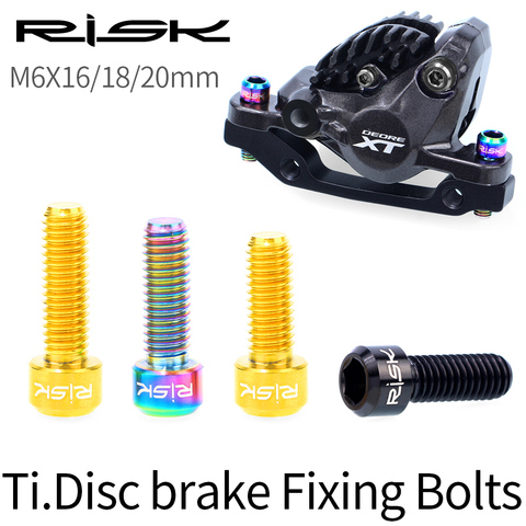 RISK 4pcs/box M6x16/18/20mm Titanium Alloy Disc Brake Fixing Bolts Screws for Road Mountain Bike Bicycle Disc Brake Caliper ► Photo 1/6