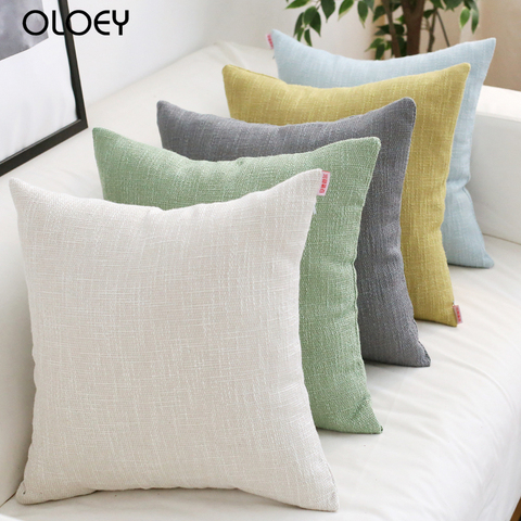 Plain Cushion Cover Solid Home Decorative Vintage Pink Ivory Blue Green Pillow Case for Home Sofa Bed  45x45cm ► Photo 1/6