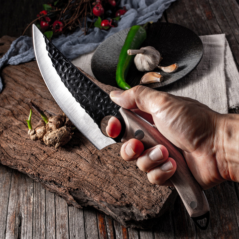 8 Inch Stainless Steel Butcher Knife Fishing Cooking Knife Handmade Forged  Bone Knife Meat Cleaver Kitchen Chef Knife