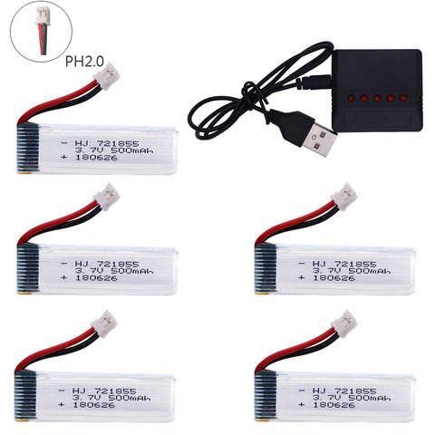 3.7V 3.8V 500mAh 721855 Lipo Battery 30C 1S PH2.0 Plug with 3.7V charger for Indoor Racing Drone Toys accessories ► Photo 1/6