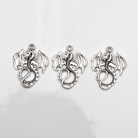 5pcs Charms dragon 27*34mm  Antique Tibetan Silver Pendant Finding Accessories DIY Vintage bracelet Necklace Handmade ► Photo 1/2