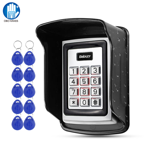 Standalone Metal Access Control Keypad RFID Keyboard Waterproof Cover Controller 10pcs Keyfobs for Door Access Control System ► Photo 1/6