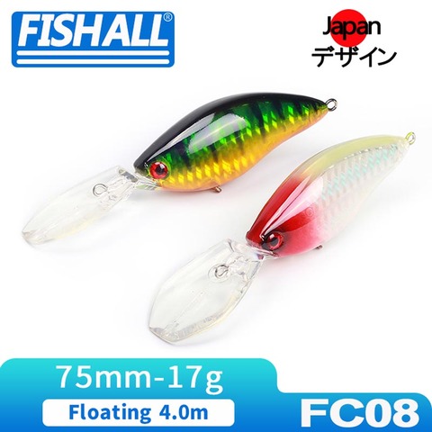 3D Crank Lure Deep Diver Long Bill Bait 75mm 17g Floating 4.0m Action Wobbler For Bass Pike ► Photo 1/6